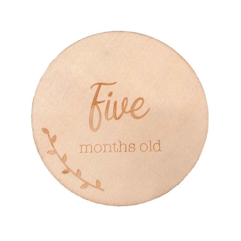 1Pc Wooden Baby Milestone Card Newborn Monthly Growth Recording Cards Handmade Baby Birth Commemorative Cards Photography Proop