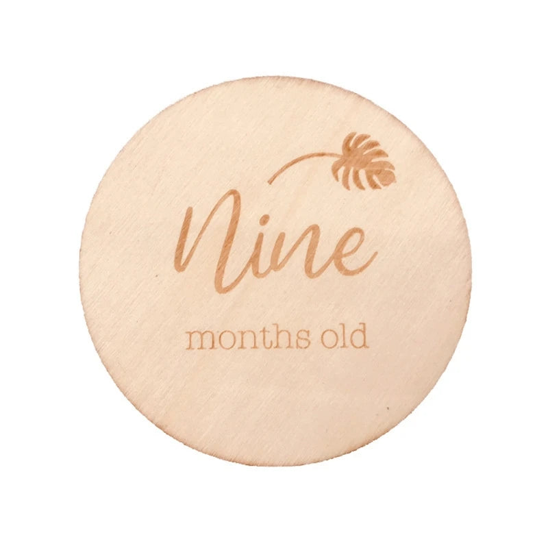 1Pc Wooden Baby Milestone Card Newborn Monthly Growth Recording Cards Handmade Baby Birth Commemorative Cards Photography Proop