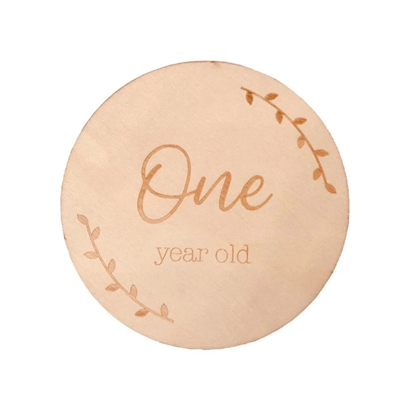 1Pc Wooden Baby Milestone Card Newborn Monthly Growth Recording Cards Handmade Baby Birth Commemorative Cards Photography Proop