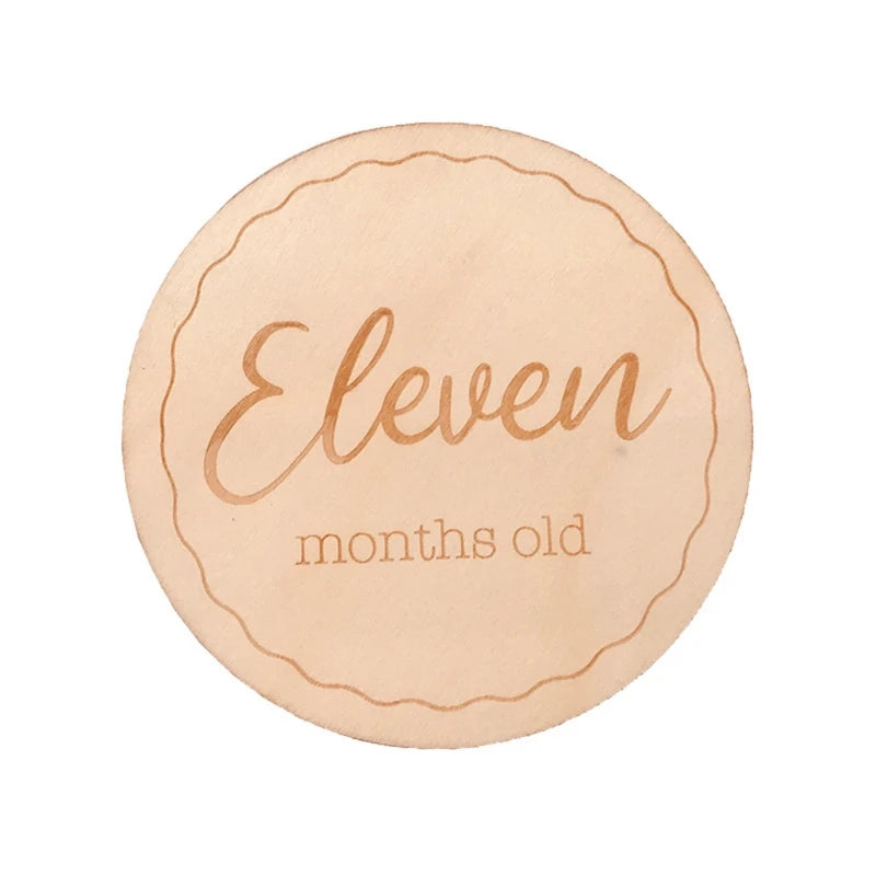 1Pc Wooden Baby Milestone Card Newborn Monthly Growth Recording Cards Handmade Baby Birth Commemorative Cards Photography Proop