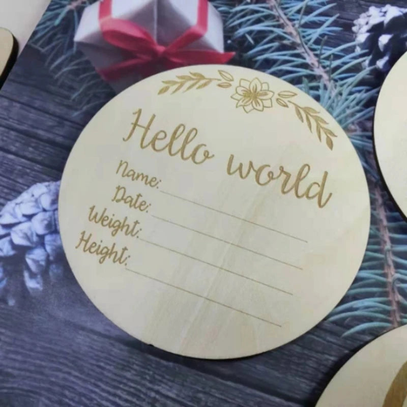 1Pc Wooden Baby Milestone Card Newborn Monthly Growth Recording Cards Handmade Baby Birth Commemorative Cards Photography Proop