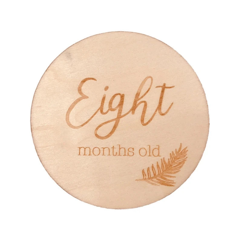 1Pc Wooden Baby Milestone Card Newborn Monthly Growth Recording Cards Handmade Baby Birth Commemorative Cards Photography Proop