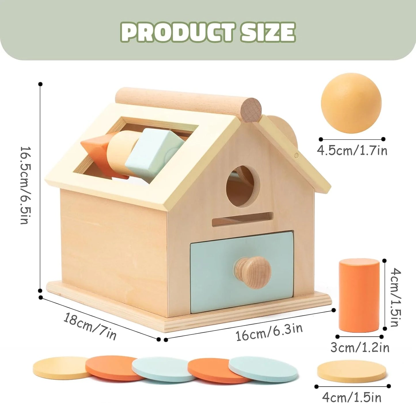 Wooden Toys Montessori Shape Learning & Education Toys Coin & Ball Drop Box Infant 6-12 Months