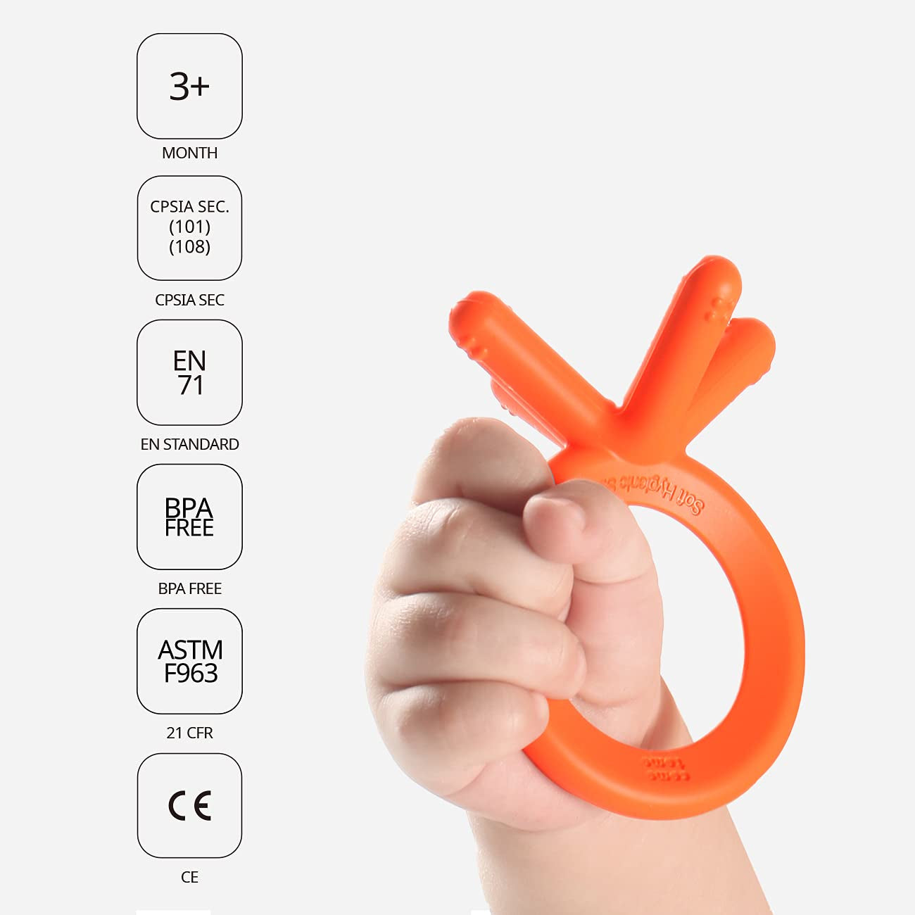 Silicone Baby Teether, Orange