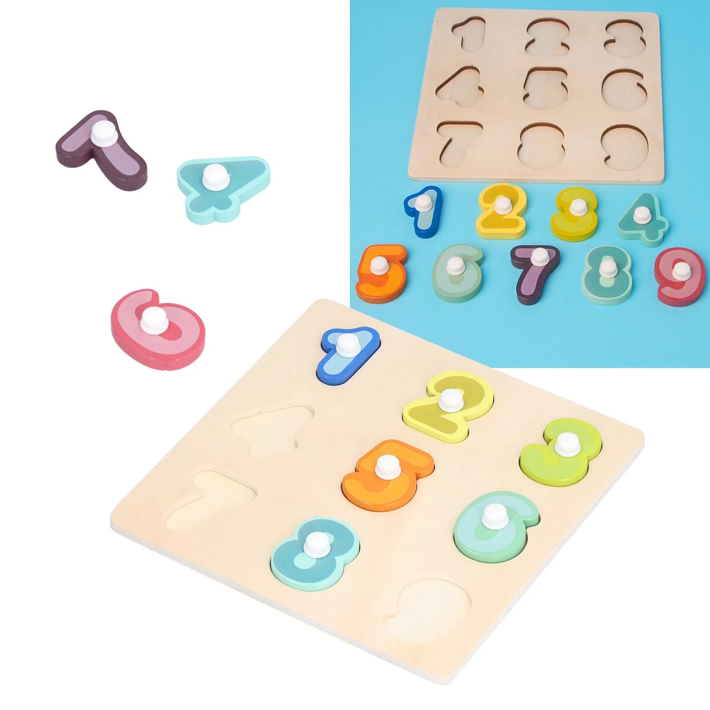 Wood Toddler Puzzles Toys,Wooden Peg Puzzles Toys Toddler Educational Knob Learning Puzzle Board Toys for Kids,Learning Board Puzzles Toys