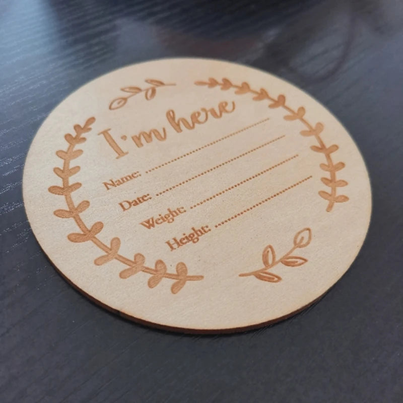 1Pc Wooden Baby Milestone Card Newborn Monthly Growth Recording Cards Handmade Baby Birth Commemorative Cards Photography Proop