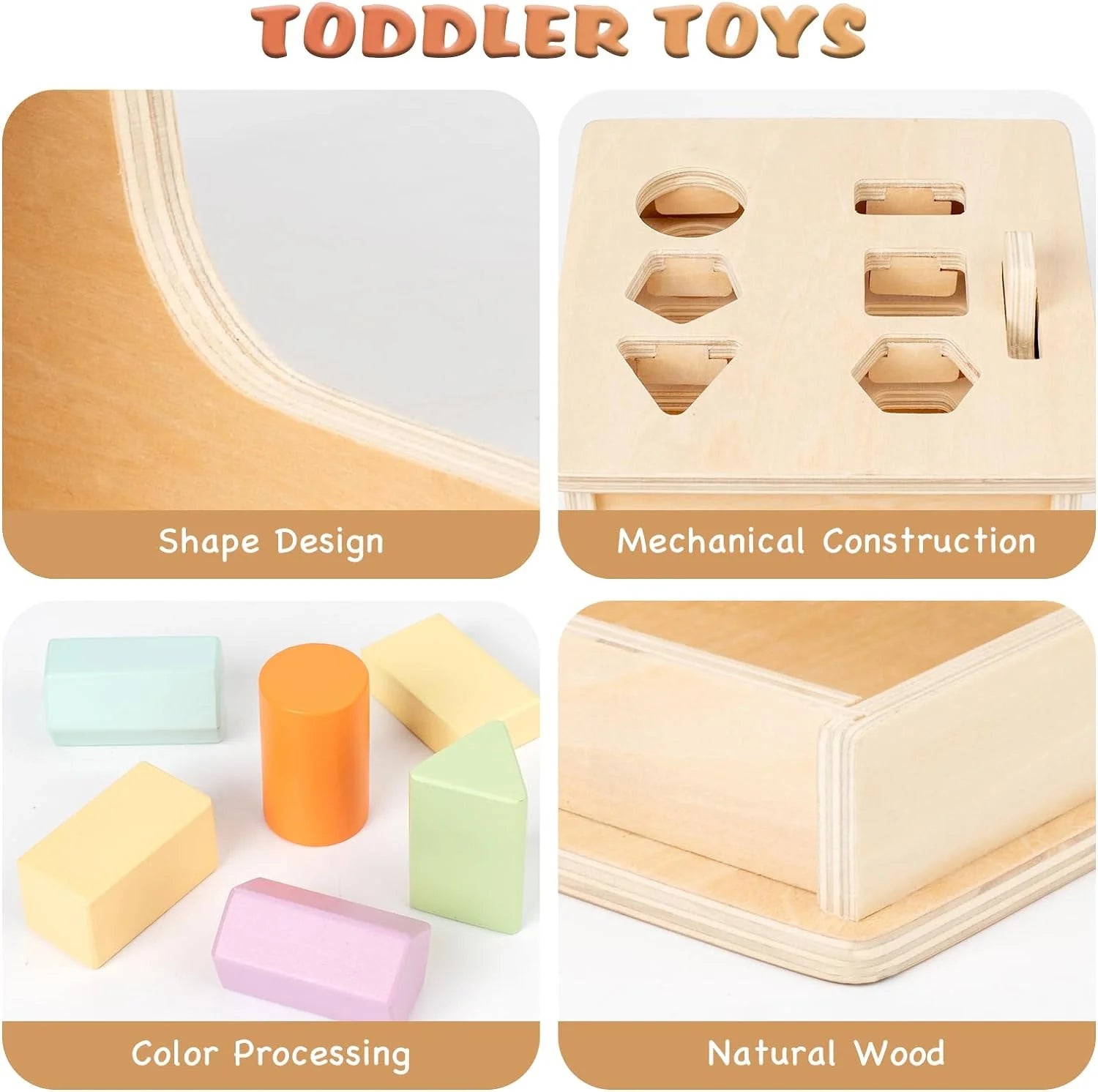 Wooden Toys Montessori Shape Learning & Education Toys Coin & Ball Drop Box Infant 6-12 Months
