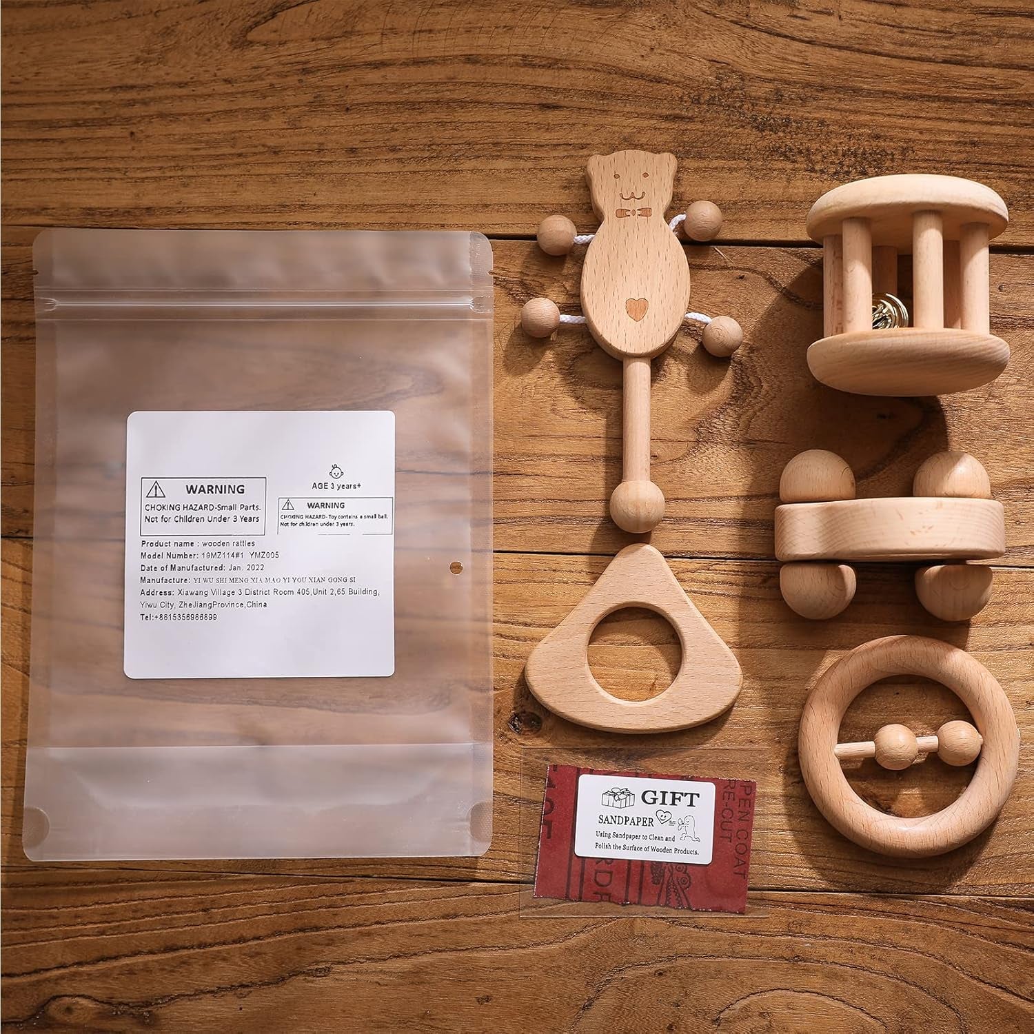 Puzzle Toys Montessori Rattle Set Infant Wooden Rattles Interesting Toy 5Pc Nursing Wooden Baby Toys