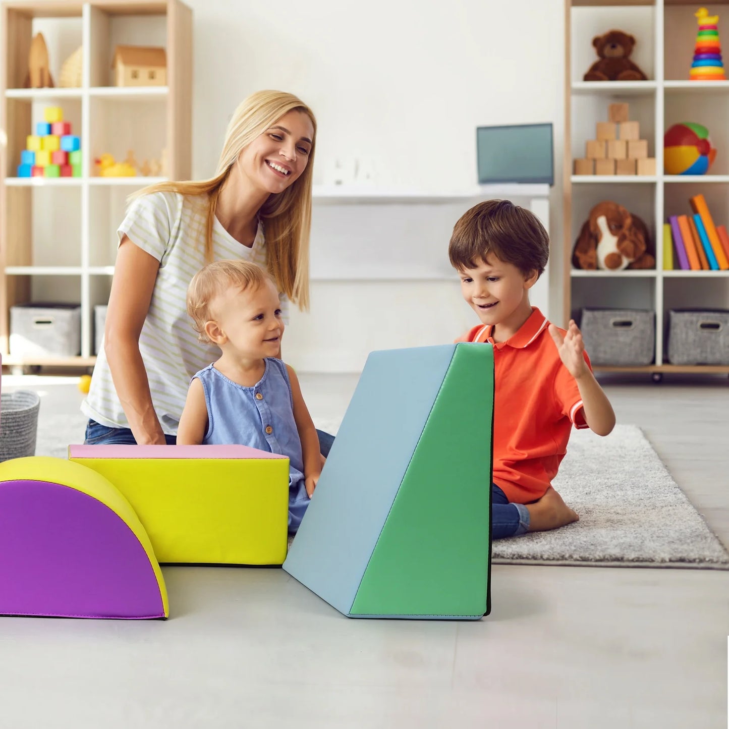 Kids Fun Playing Pad, Toddler Crawl Foam Set, Climb Slide Safe Active Play Mat for Child