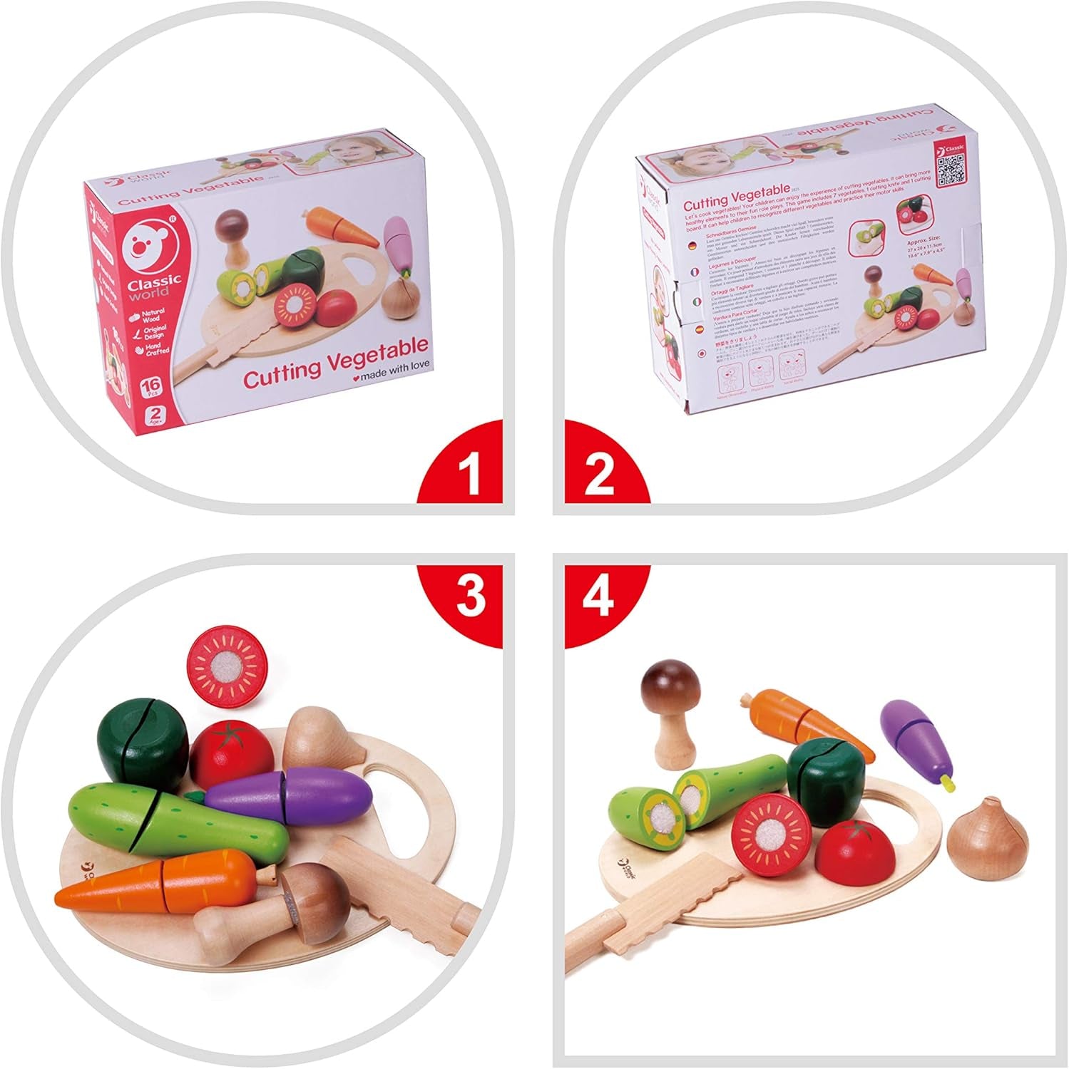 Wooden Toys for Baby Toddler, Pretend Play Food Set for Kids Play Kitchen,Cuttable Toy Vegetables with Wooden Knif and Tray,Gift Idea for Boy Girl Birthday
