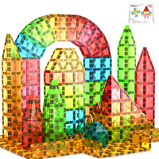 PICASSO-TILES Magnetic Tiles for Kids, Travel Size 36PCS Construction STEM Building Blocks Educational Toy