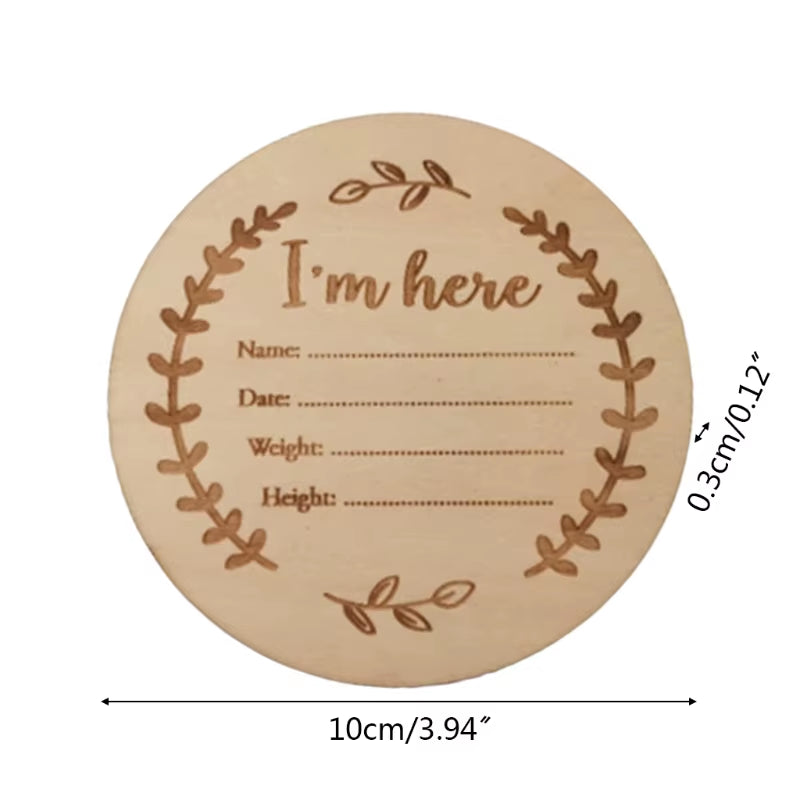 1Pc Wooden Baby Milestone Card Newborn Monthly Growth Recording Cards Handmade Baby Birth Commemorative Cards Photography Proop