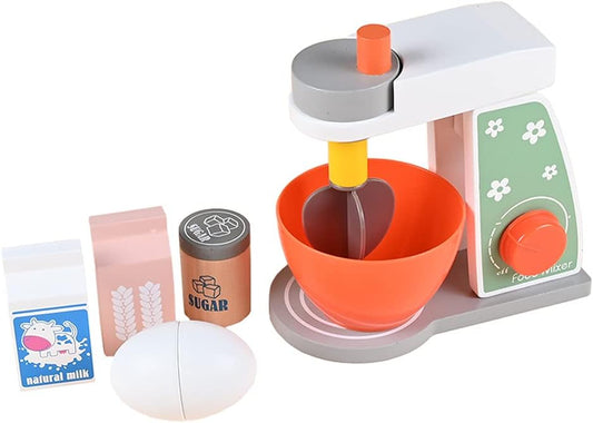Play Kitchen Accessories Wooden Pastry Mixer, Pretend Play Food Kitchen Set Blender 8 Pieces, Wood Kitchen Playset Accessories Encourage Imaginative Play for Kids, Toddler Toy for Boys and Girls 3+