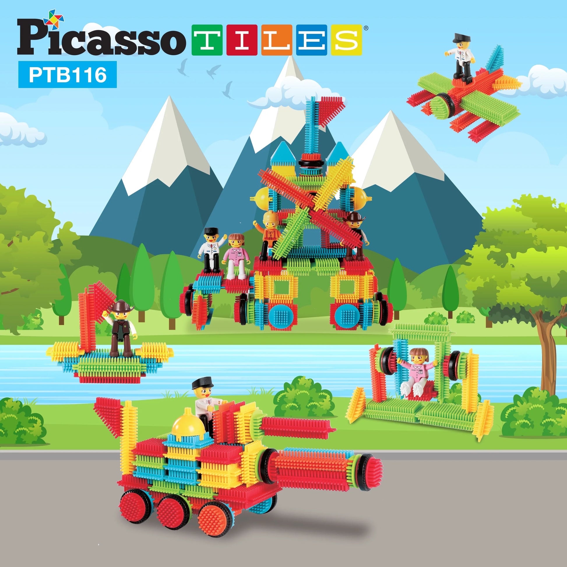 PICASSO-TILES Magnetic Tiles for Kids, 116PCS Hedgehog Playset, Construction STEM Building Blocks Educational Toy