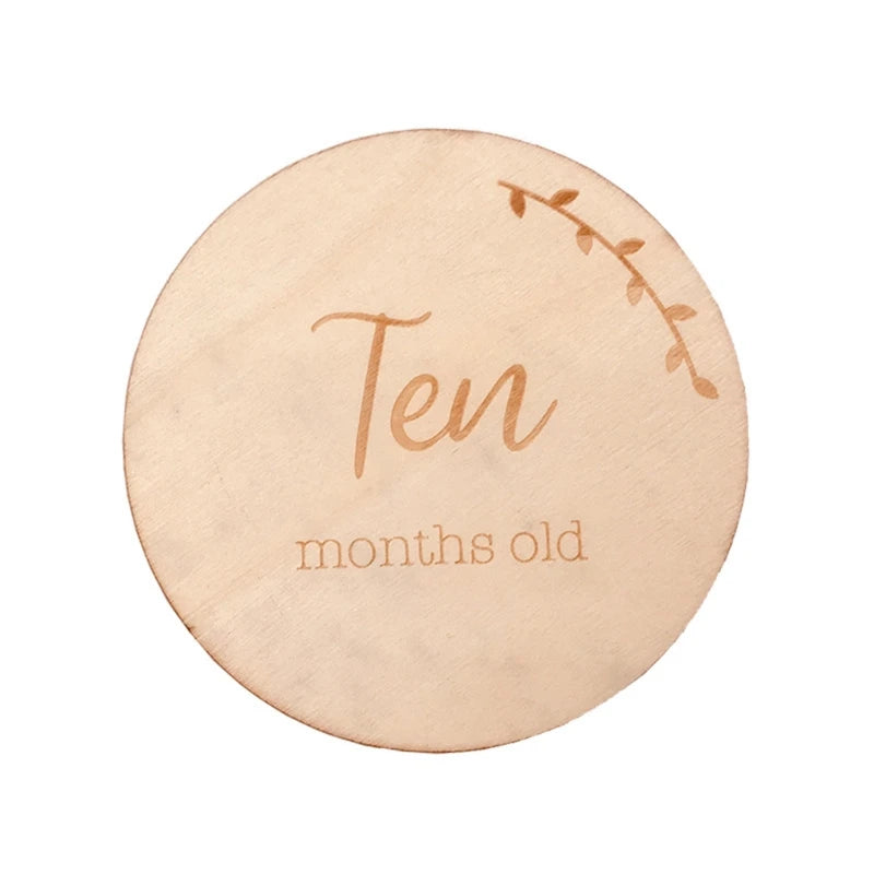 1Pc Wooden Baby Milestone Card Newborn Monthly Growth Recording Cards Handmade Baby Birth Commemorative Cards Photography Proop