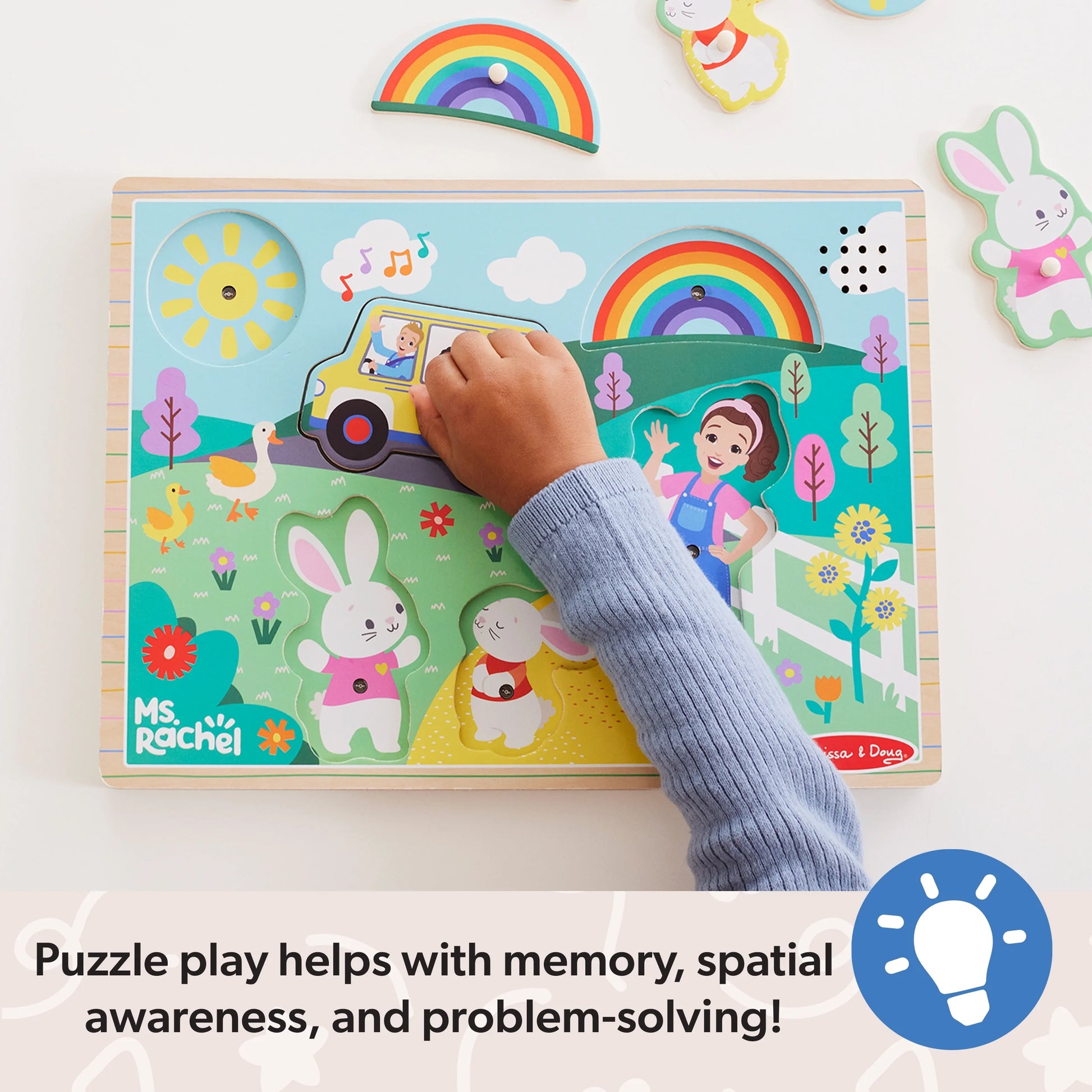 ™ ® Wooden Song Peg Puzzle, 6-Piece with Full Songs, Toddler Toys for Boys and Girls Ages 2-5+ Years - FSC Certified