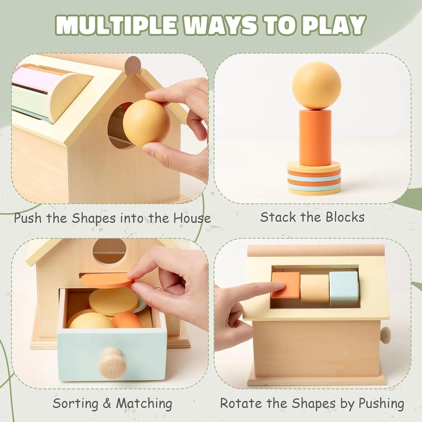 Wooden Toys Montessori Shape Learning & Education Toys Coin & Ball Drop Box Infant 6-12 Months