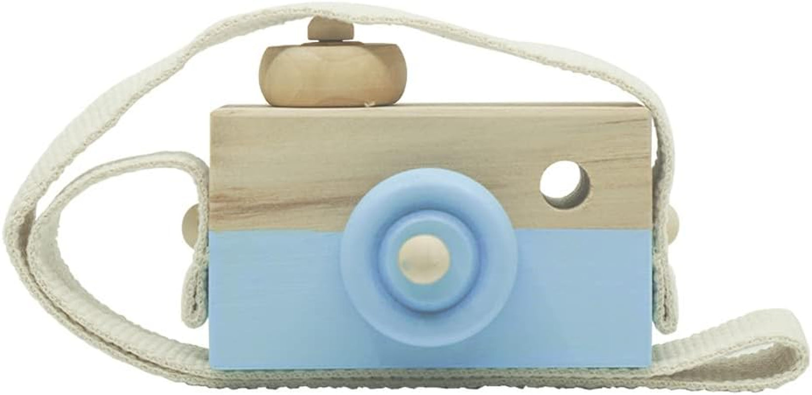 Baby Toy Wooden Mini Camera Toy, Baby Kids Cute Mini Sharpe Toy, Neck Hanging Photographed Props for Baby Toddlers Children Kids' Room Hanging Decor Gift (Blue)