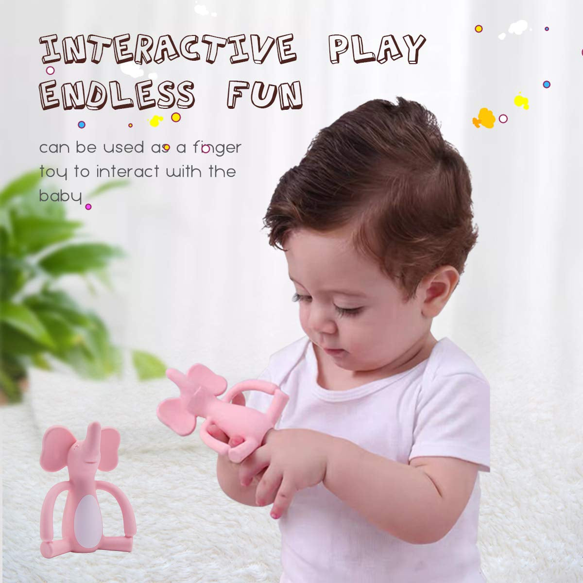 Baby Teether Elephant Silicone Teething Toys for Training Chew Gum Anti-Eating Finger Baby Molar Stick