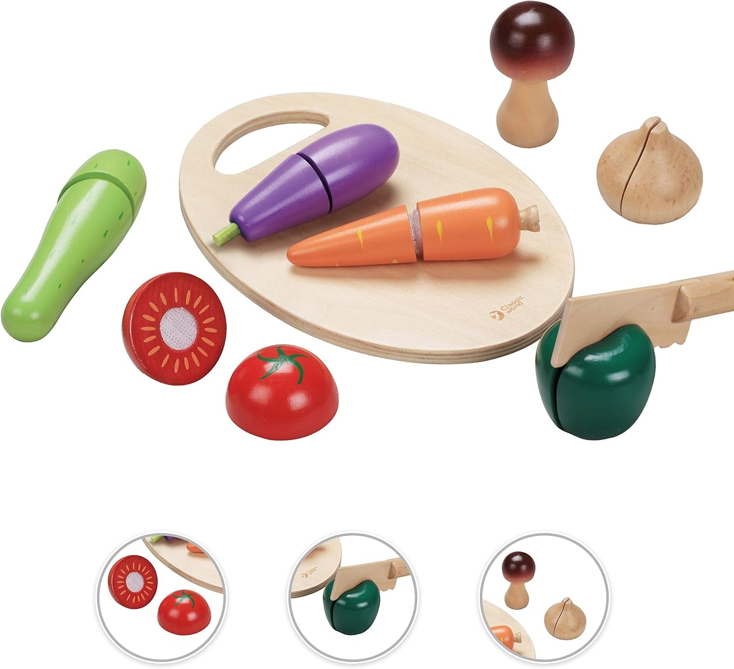 Wooden Toys for Baby Toddler, Pretend Play Food Set for Kids Play Kitchen,Cuttable Toy Vegetables with Wooden Knif and Tray,Gift Idea for Boy Girl Birthday