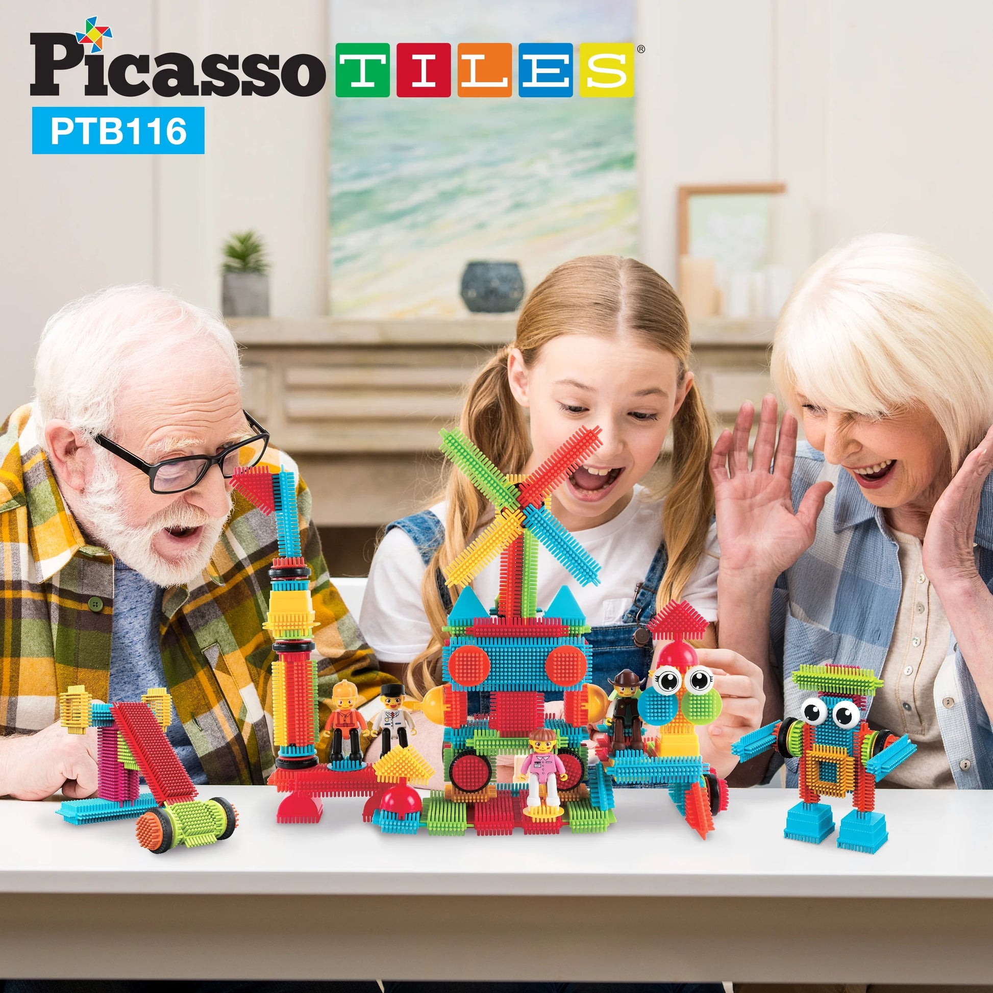 PICASSO-TILES Magnetic Tiles for Kids, 116PCS Hedgehog Playset, Construction STEM Building Blocks Educational Toy