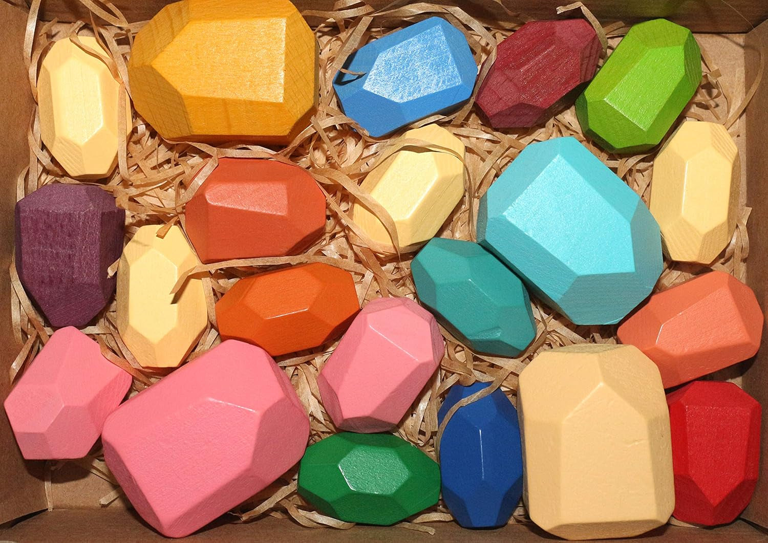 [Colourful/21Pcs] Wood Stone Stacking Blocks,Stacking Rocks, Colored Wooden Building Stacking Blocks Stones Balancing Game, Puzzle Stacking Toy Rock Blocks for Girls/Boys/Kids