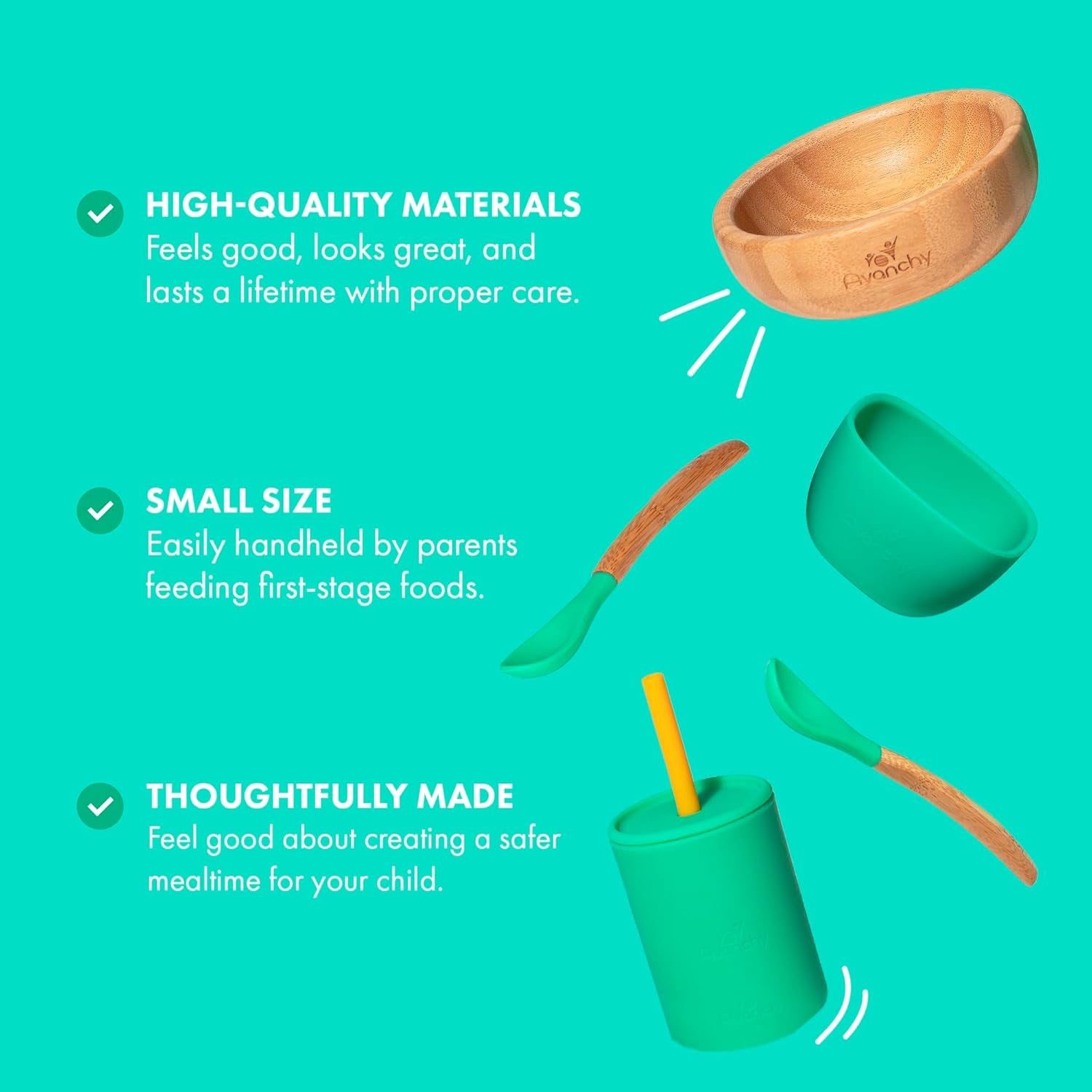 Bamboo La Petite Family Collections Gift Set Black - Includes Mini Bamboo Bowl, Silicone Bowl, Silicone Cup, and Bamboo Baby and Infant Spoons - Baby Dishes Set - Baby Shower Gifts