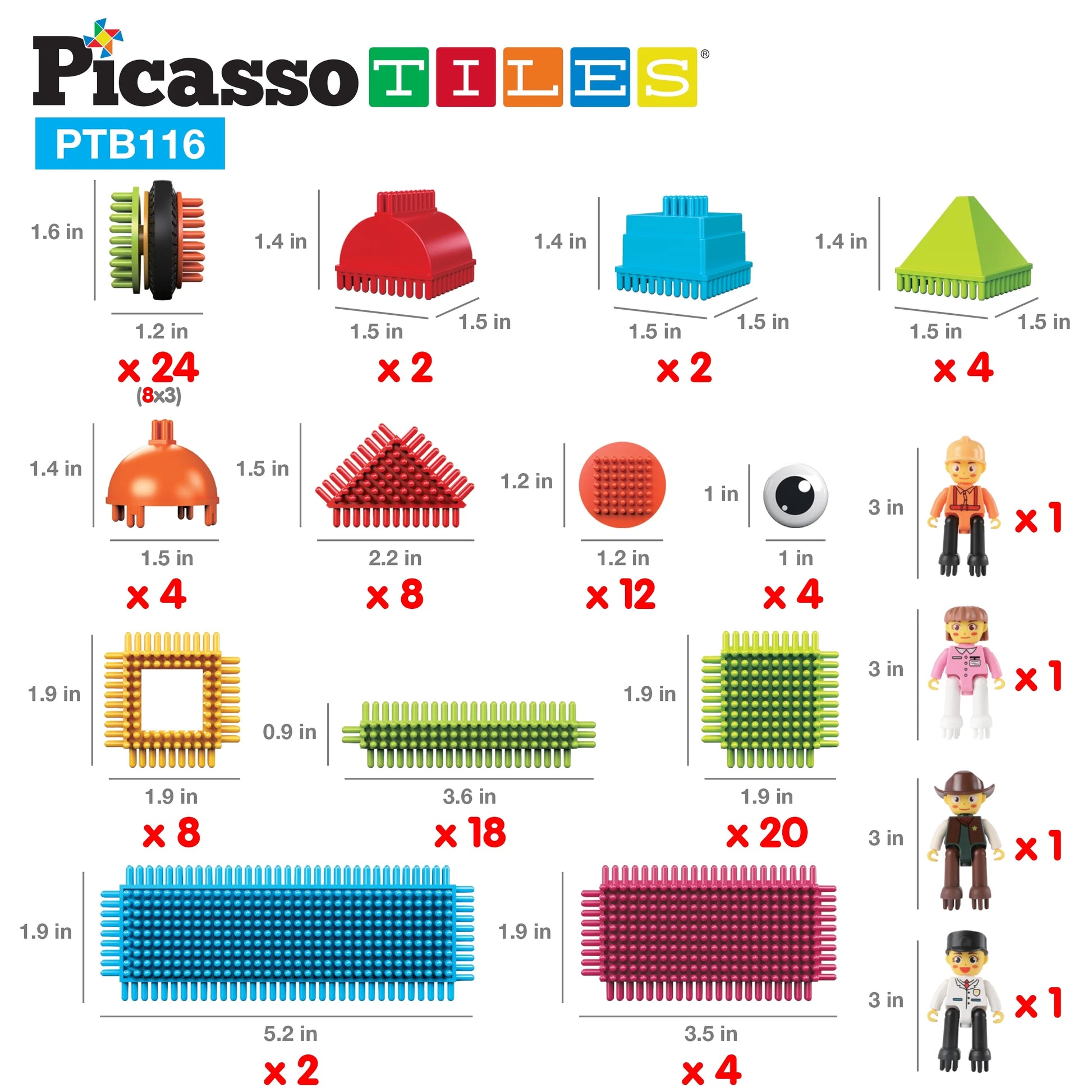 PICASSO-TILES Magnetic Tiles for Kids, 116PCS Hedgehog Playset, Construction STEM Building Blocks Educational Toy