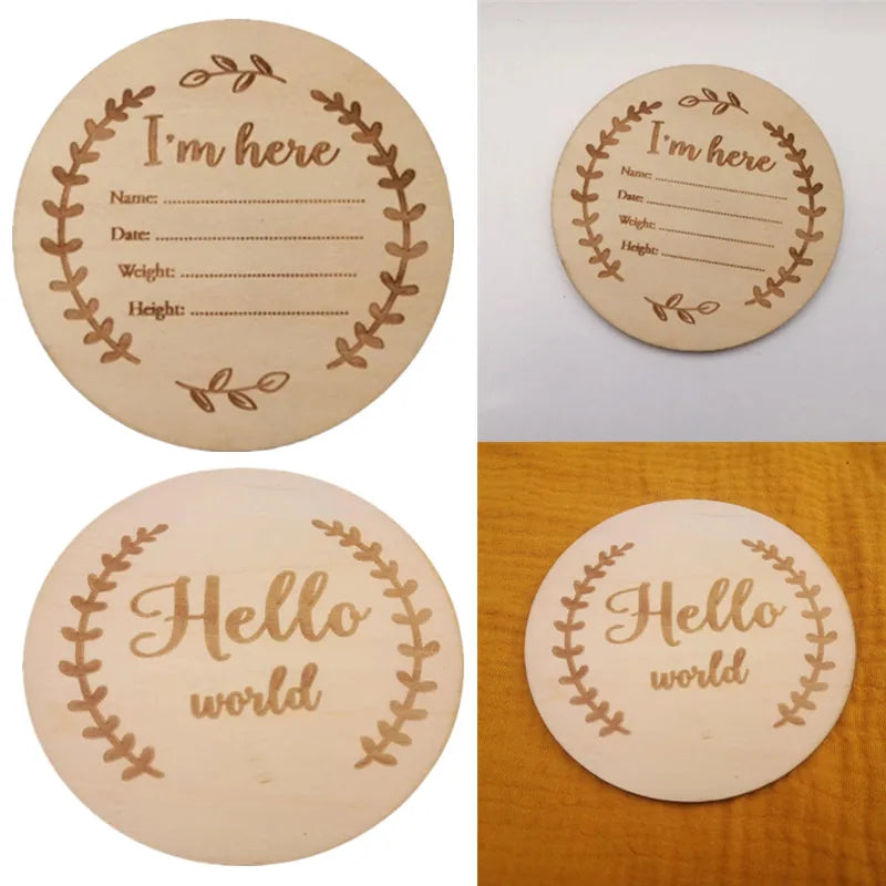 1Pc Wooden Baby Milestone Card Newborn Monthly Growth Recording Cards Handmade Baby Birth Commemorative Cards Photography Proop