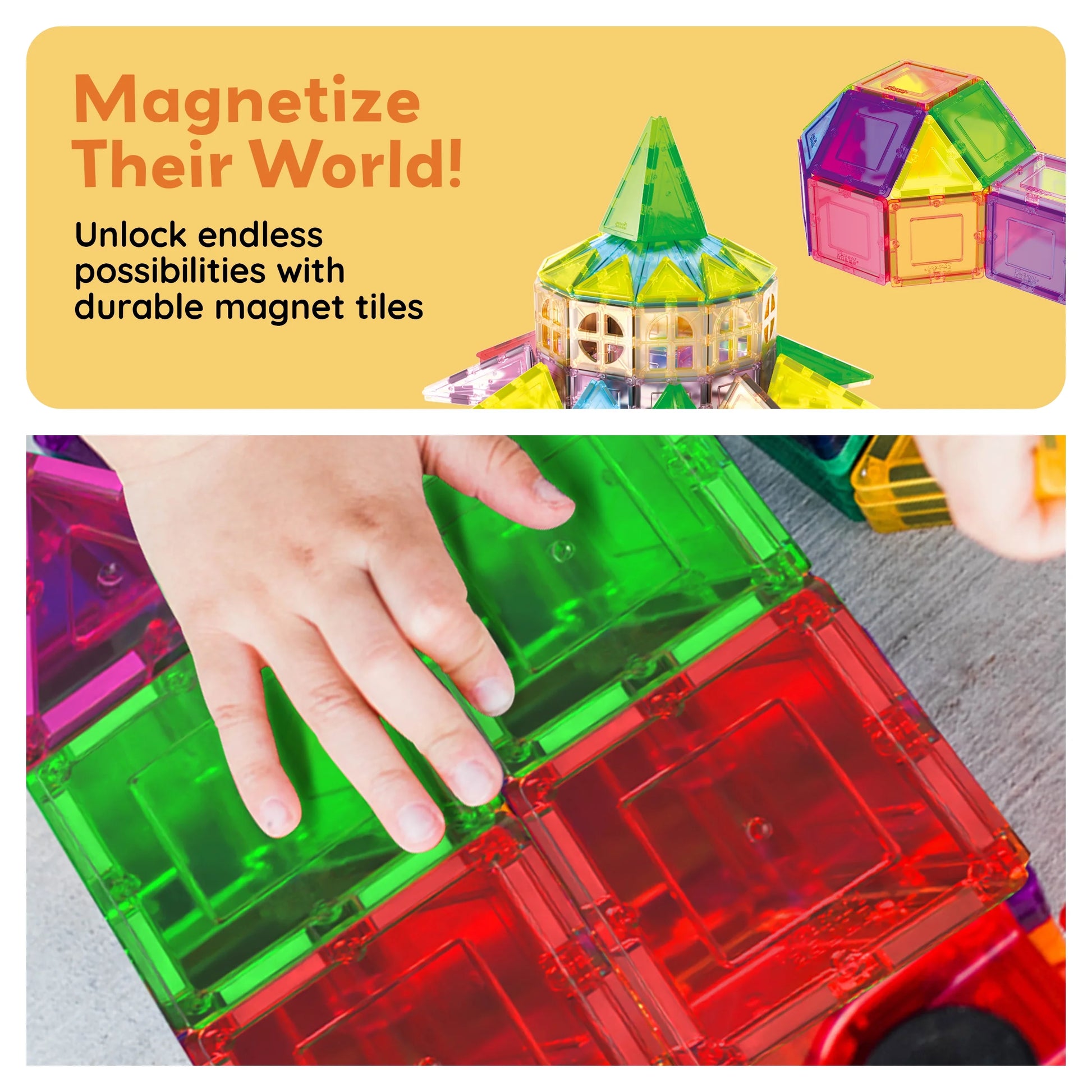 PICASSO-TILES Magnetic Tiles for Kids 61PCS Construction STEM Building Blocks Educational Toy