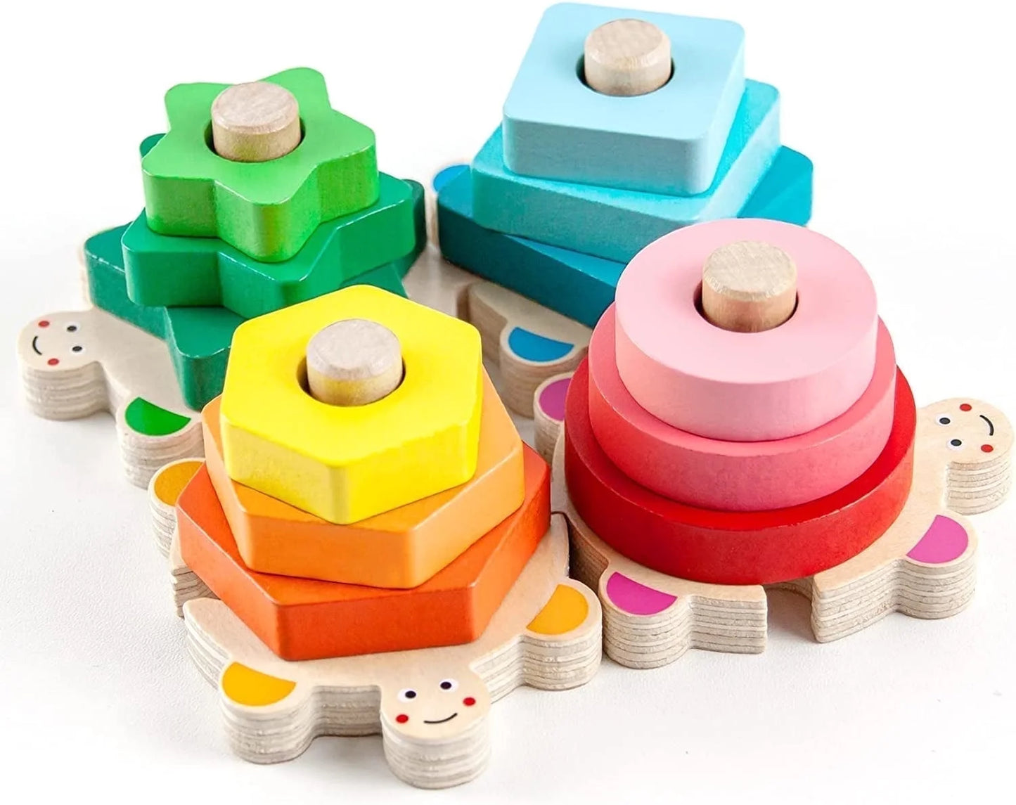 Stacking Toys for Toddlers 1-3 Montessori Shape Sorter Baby Toys 12-18 Months Wooden Block Educational Puzzle Toys for Kids Girls Boys 1 2 3 4 Year Old Preschool Learning Gifts
