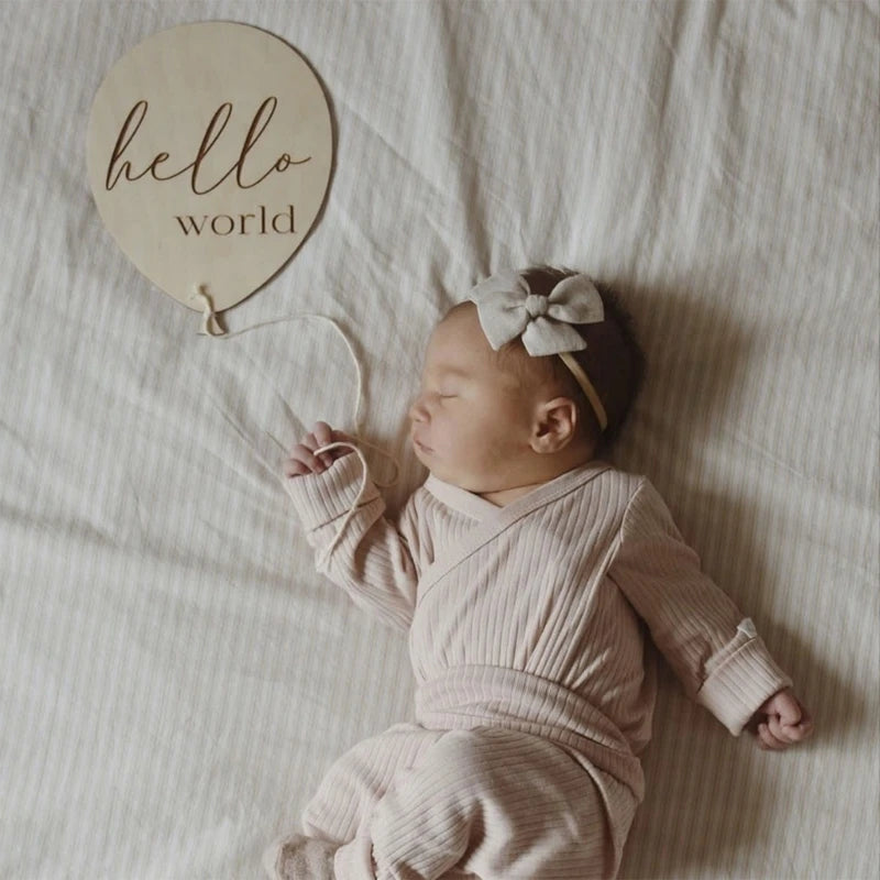 Baby Wooden Balloon Milestone Newborn Birth 1-12 Month Card Birthday Gift Toddler Wooden Commemorativenir Photography Prop Toy