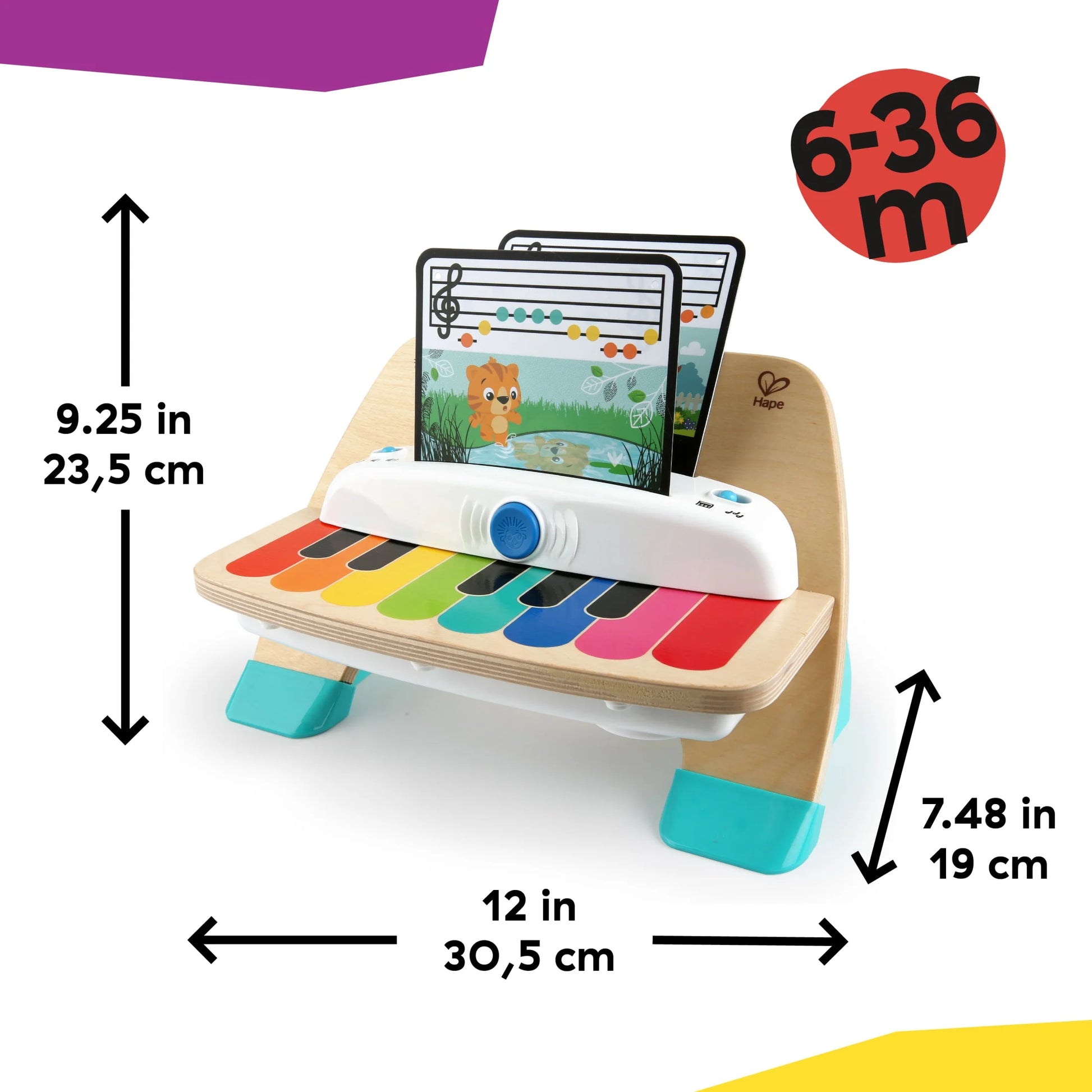 Hape Magic Touch Piano Wooden Musical Baby and Toddler Toy Age 6 Months and Up