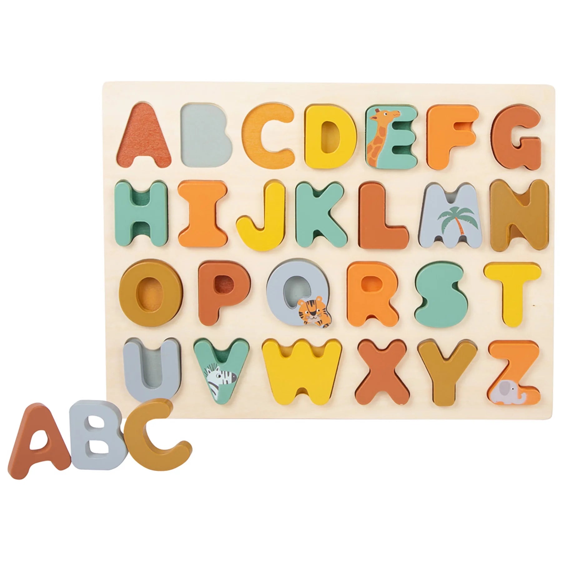 Small Foot Wooden Toys Safari Themed Abcs Letter Puzzle Designed for Children Ages 12+ Months