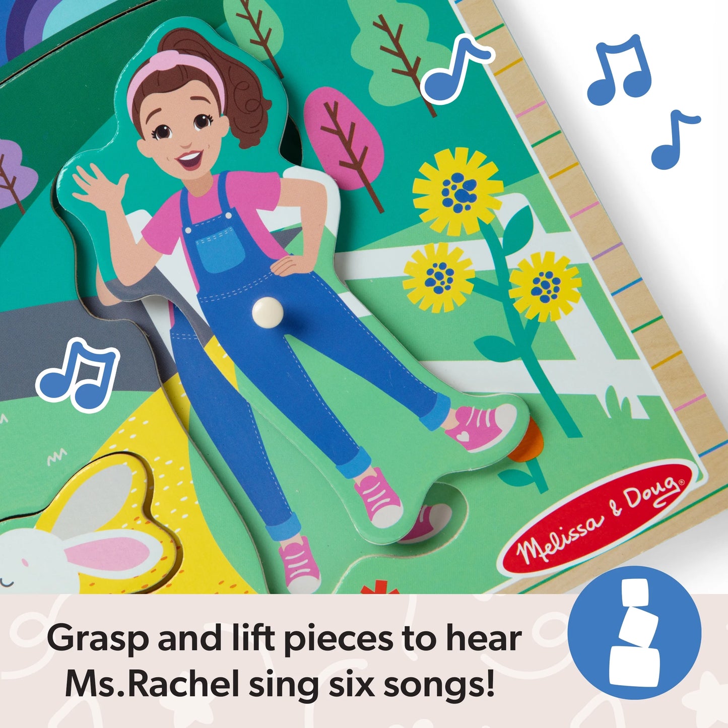 ™ ® Wooden Song Peg Puzzle, 6-Piece with Full Songs, Toddler Toys for Boys and Girls Ages 2-5+ Years - FSC Certified