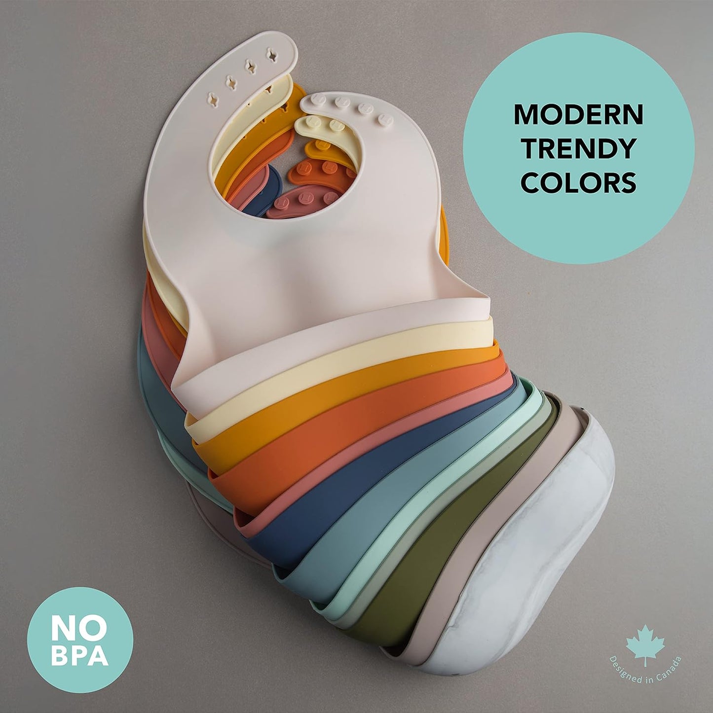 Waterproof Silicone Baby Bib, Adjustable Fit -Terra Cotta