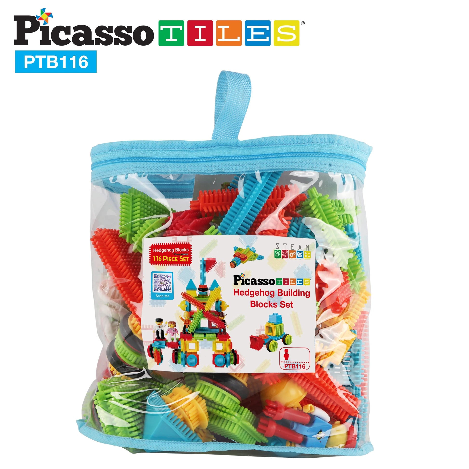 PICASSO-TILES Magnetic Tiles for Kids, 116PCS Hedgehog Playset, Construction STEM Building Blocks Educational Toy