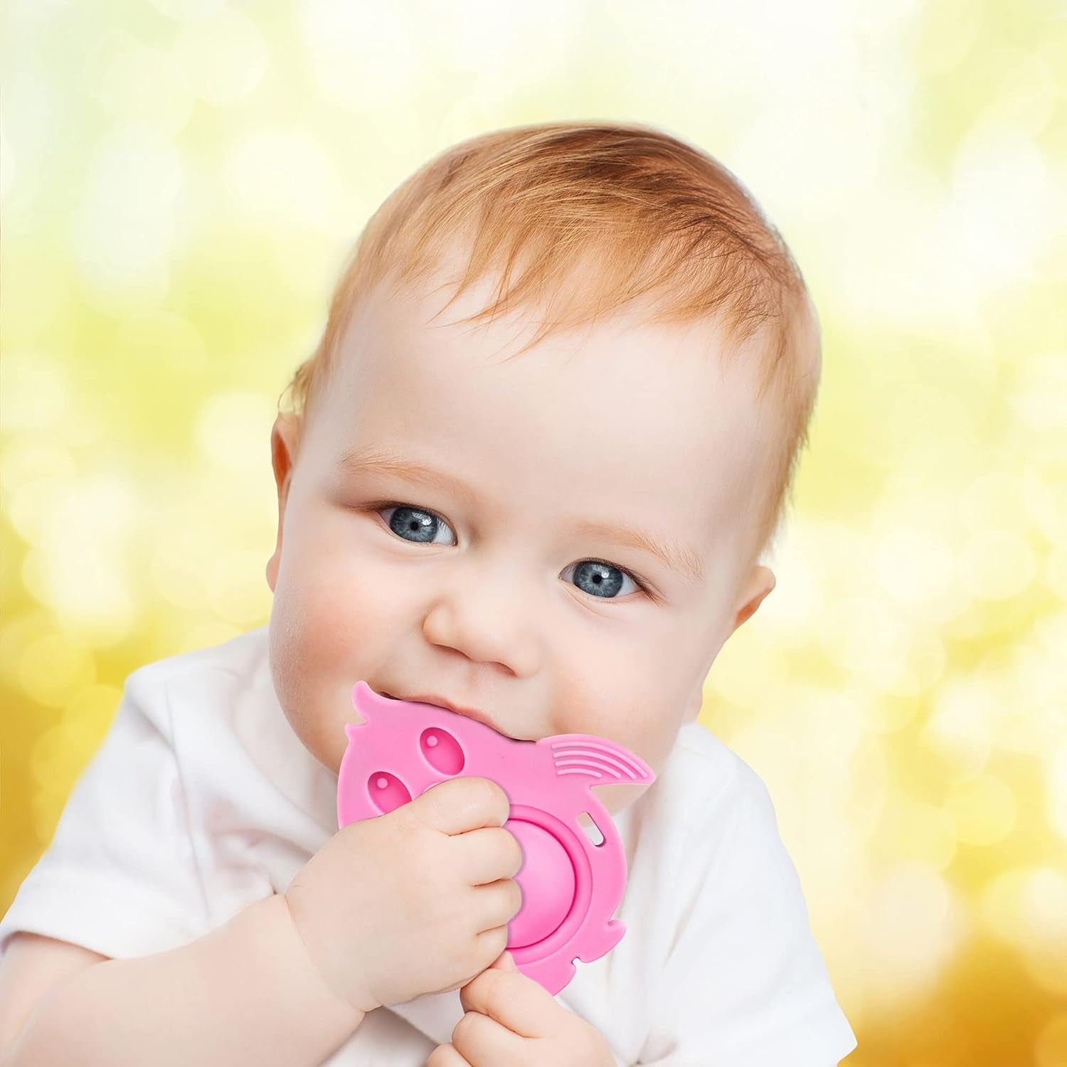 Popz Baby Teether Toy - Made in the USA - Pop It Sensory Toys for 0-6 Months + - 100% Silicone Dimple Popper for Newborns and Infants - BPA Free