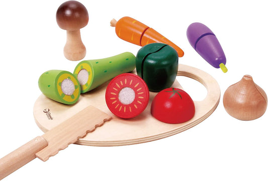 Wooden Toys for Baby Toddler, Pretend Play Food Set for Kids Play Kitchen,Cuttable Toy Vegetables with Wooden Knif and Tray,Gift Idea for Boy Girl Birthday