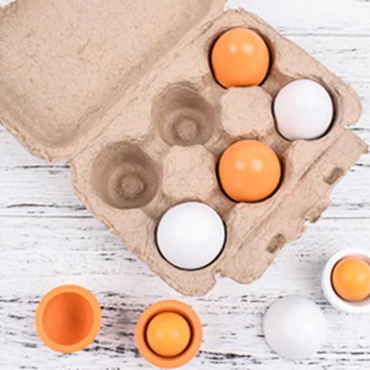 Wooden Eggs, Easter Egg Toys Wooden Play Food Pretend Play Food Sets for Kids Early Development, Learning, Birthday Gifts