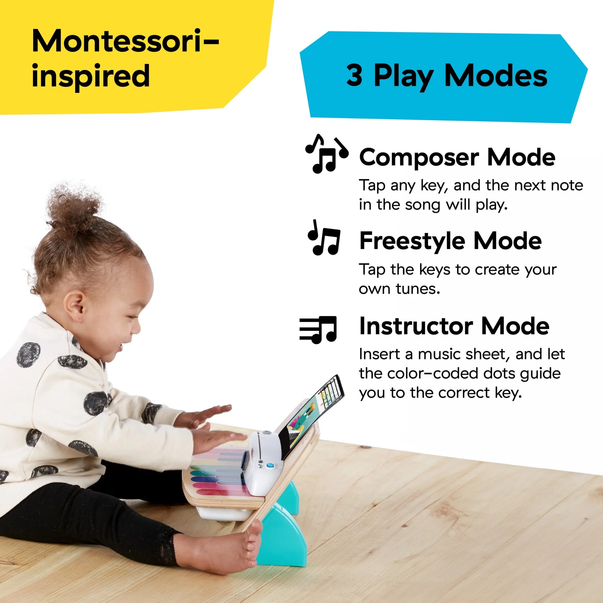 Hape Magic Touch Piano Wooden Musical Baby and Toddler Toy Age 6 Months and Up