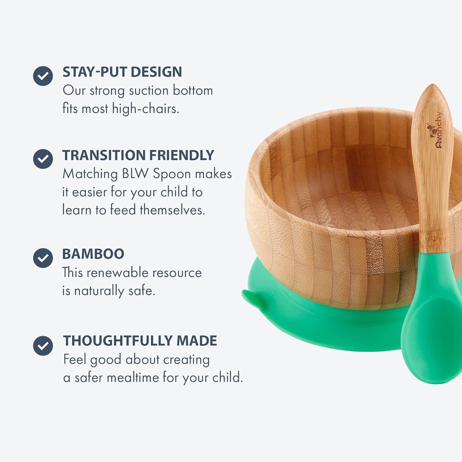 Bamboo Baby Bowl with Spoon and Removable Silicone Suction Base – Non-Toxic, Bpa-Free Feeding Bowl for Babies and Toddlers – Natural Bamboo Suction Bowl, Gray