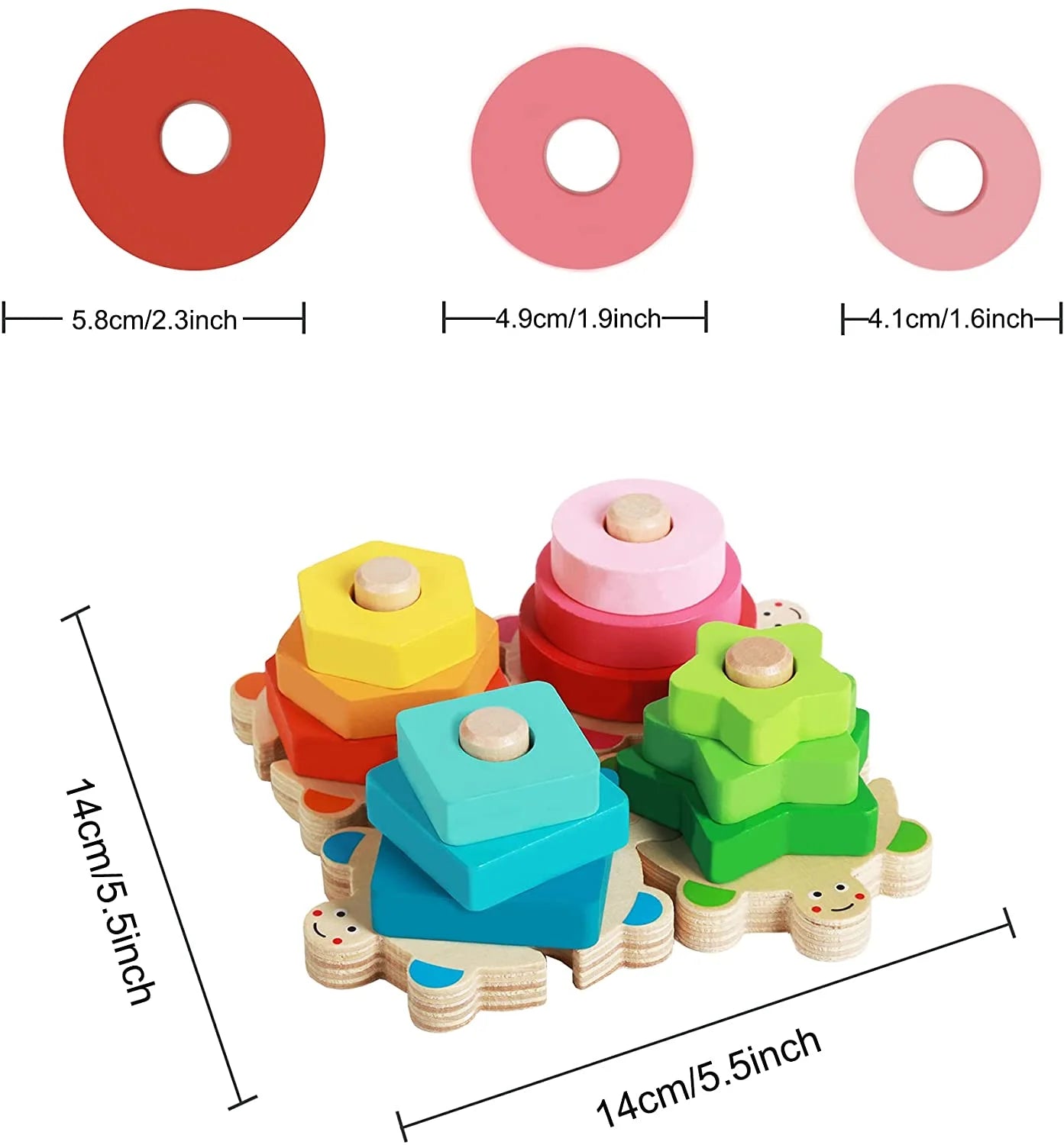 Stacking Toys for Toddlers 1-3 Montessori Shape Sorter Baby Toys 12-18 Months Wooden Block Educational Puzzle Toys for Kids Girls Boys 1 2 3 4 Year Old Preschool Learning Gifts