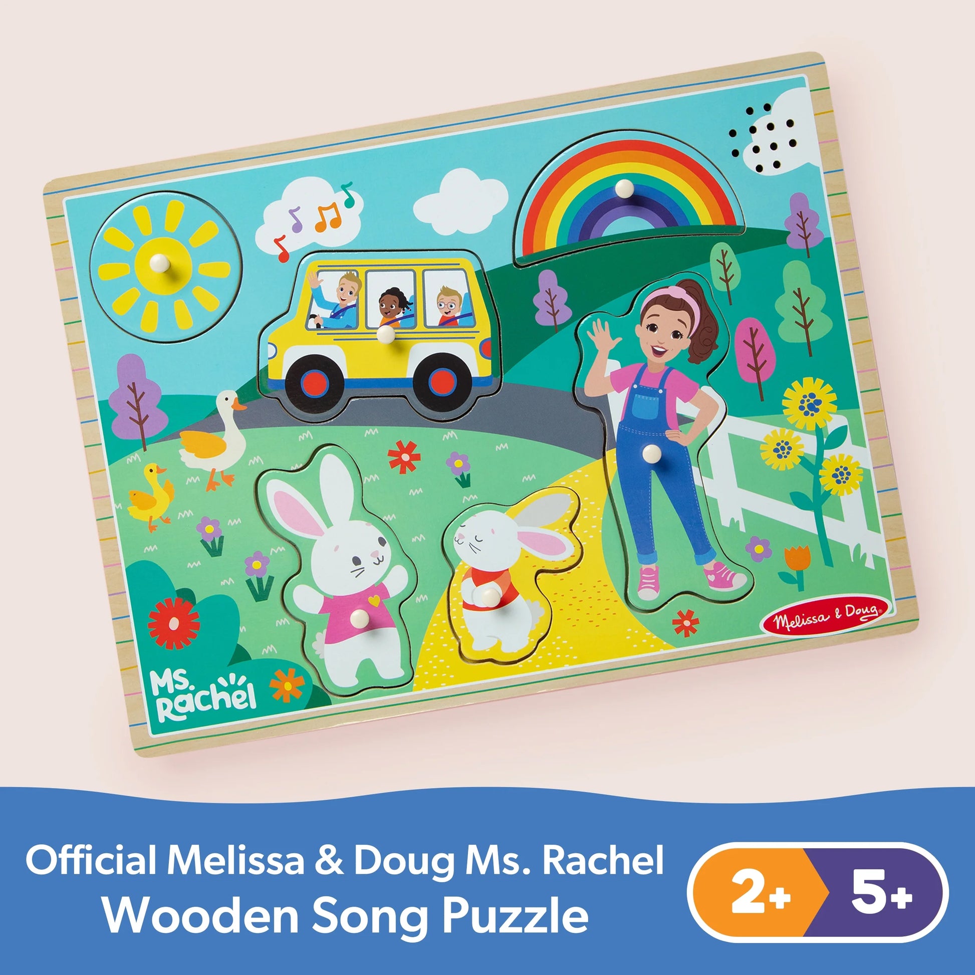 ™ ® Wooden Song Peg Puzzle, 6-Piece with Full Songs, Toddler Toys for Boys and Girls Ages 2-5+ Years - FSC Certified