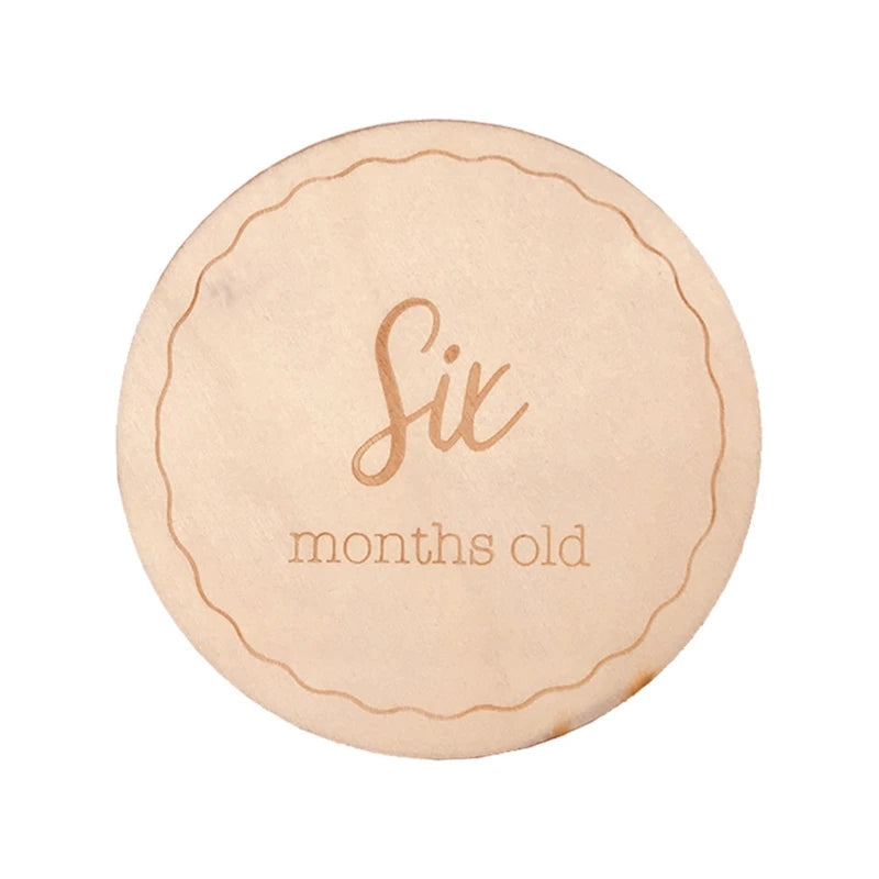 1Pc Wooden Baby Milestone Card Newborn Monthly Growth Recording Cards Handmade Baby Birth Commemorative Cards Photography Proop