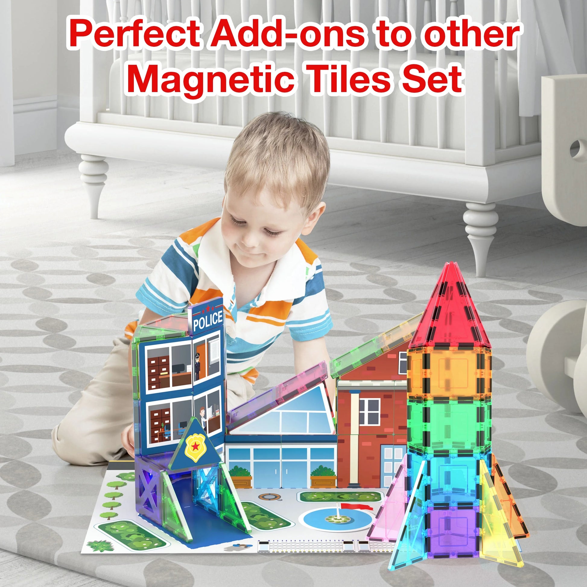 PICASSO-TILES Magnetic Tiles for Kids, 32PCS Rocket Theme Construction STEM Building Blocks Educational Toy