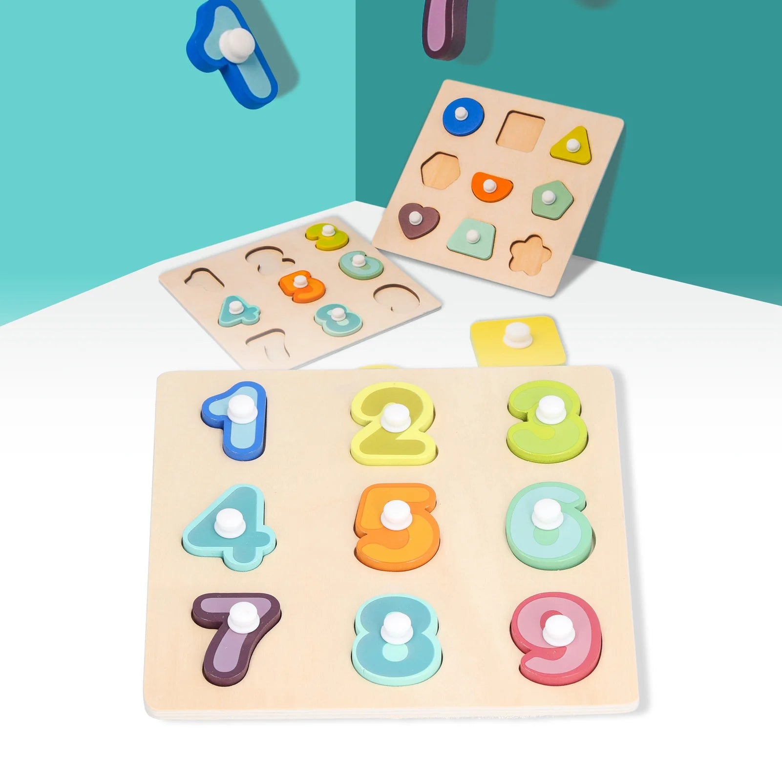 Wood Toddler Puzzles Toys,Wooden Peg Puzzles Toys Toddler Educational Knob Learning Puzzle Board Toys for Kids,Learning Board Puzzles Toys