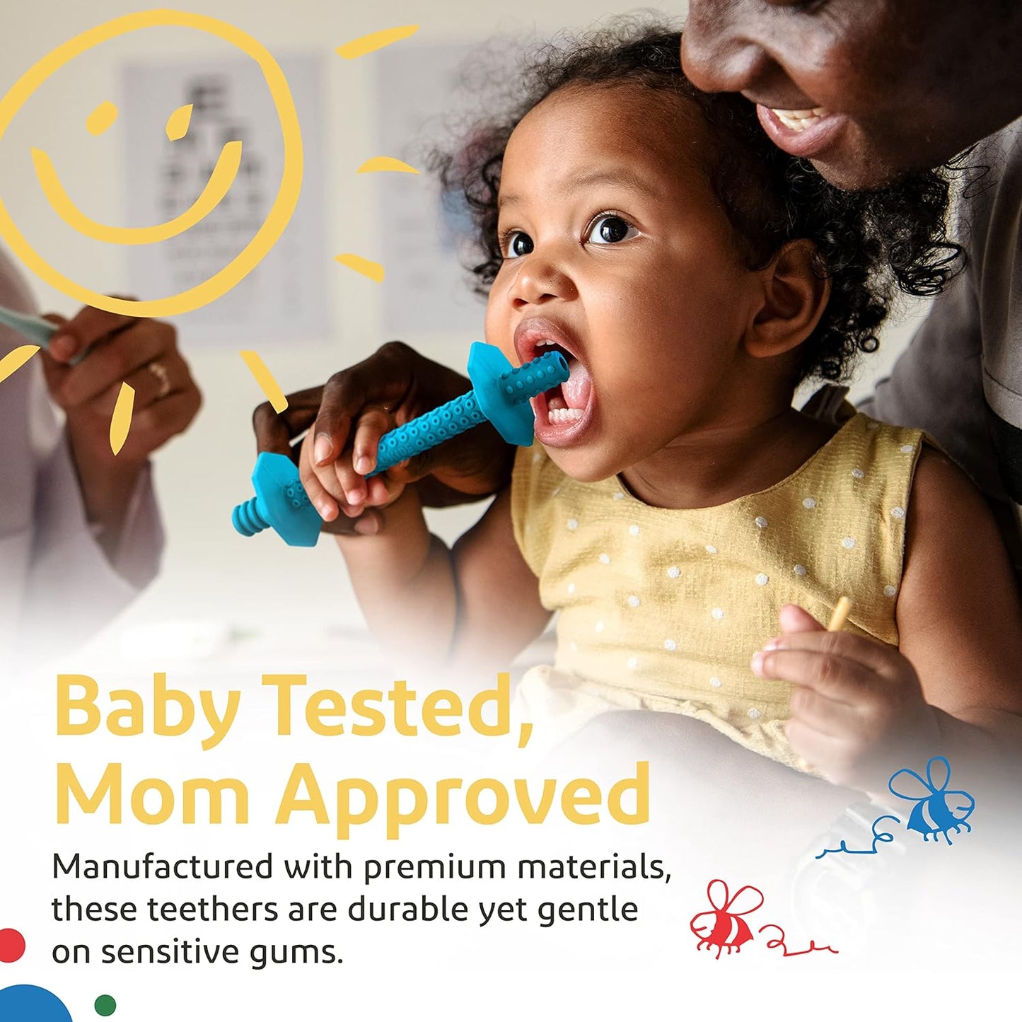 Hollow Teething Tubes - Baby Teething Toys for Babies 0-6 Months, Teething Toys for Babies 6-12 Months - Baby Teether, Teething Straws, Teething Sticks (Blue/Orange)