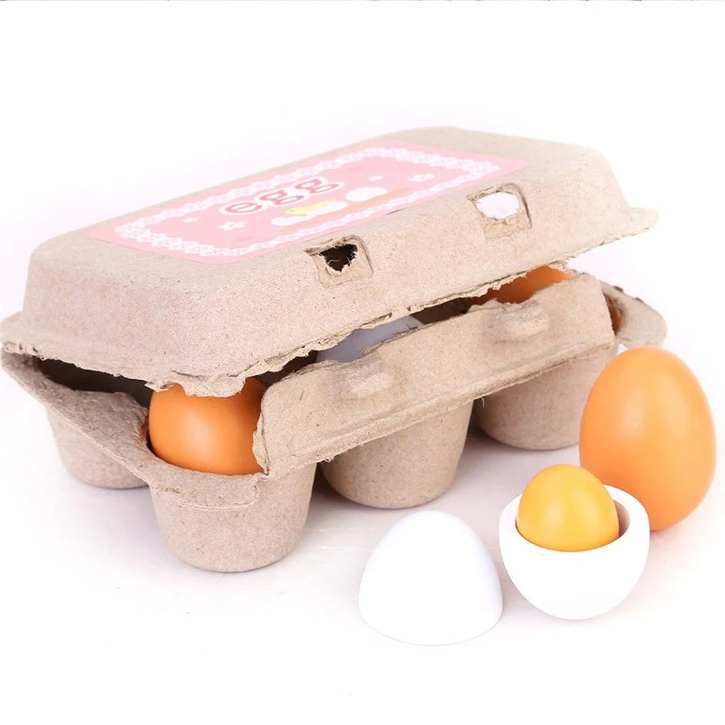 6Pcs Set Wooden Eggs Yolk Pretend Play Kitchen Food Cooking Kids Toy Novel Gifts Good Toys for Kids