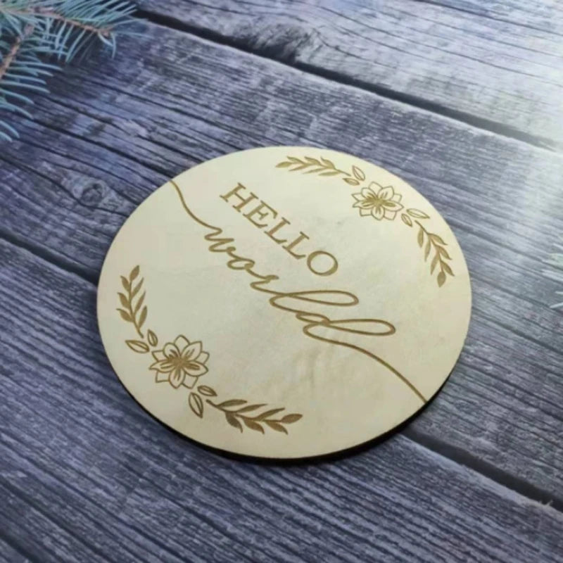 1Pc Wooden Baby Milestone Card Newborn Monthly Growth Recording Cards Handmade Baby Birth Commemorative Cards Photography Proop